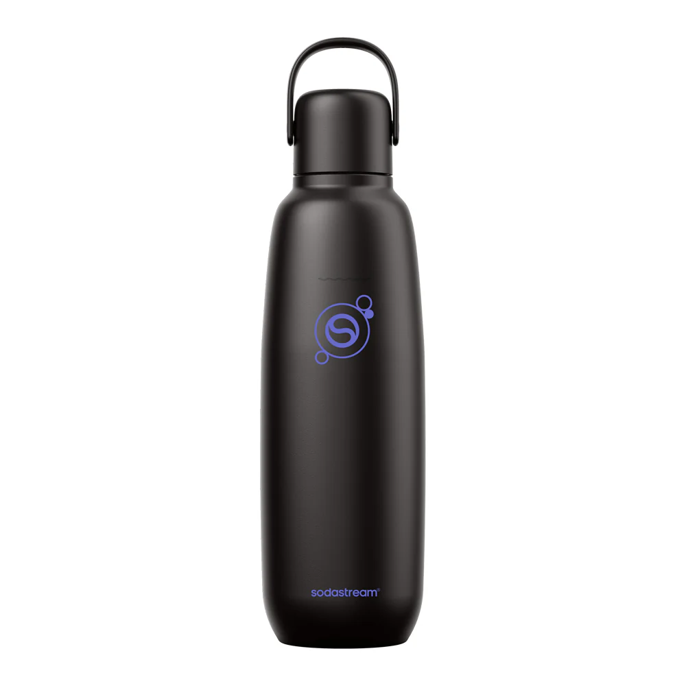 0.9L Sodastream fizz & go™ roestvrijstalen bruiswaterfles zwart